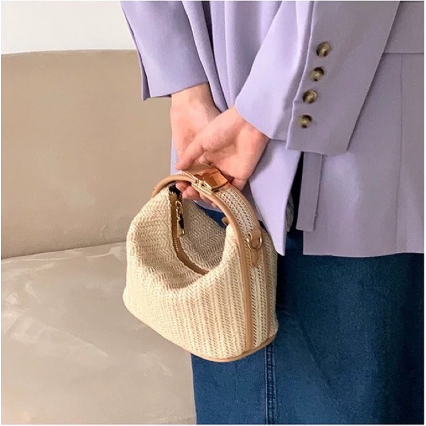 Tas Selempang Wanita Tas Jinjing Cewek Straw Bag JS 8020 import