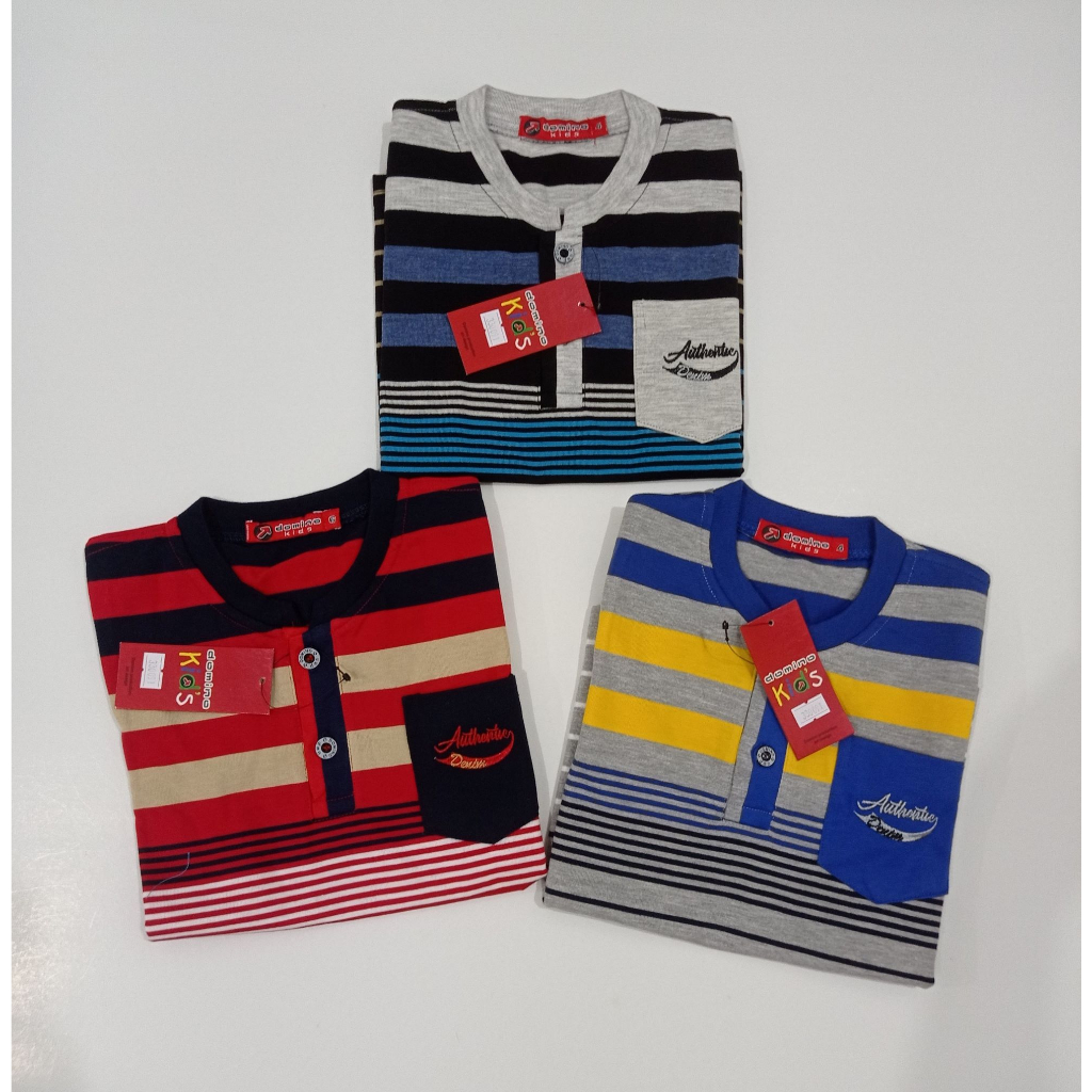 KAOS SALUR ANAK DOMINO KIDS/ BAJU KAOS DOMINO/ OBLONG KANCING/IVANKIDS