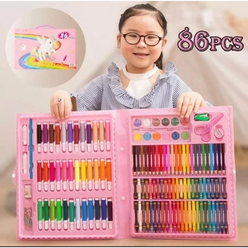 

KAN Stationary Set Isi 86 Pcs Pensil Crayon Warna Cat Air Perlengkapan Menggambar Anak