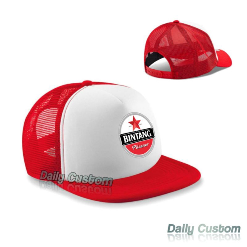 Topi snapback jaring premium/Topi snapback trucker distro pria wanita lokal/BINTANG BALI PILSENER