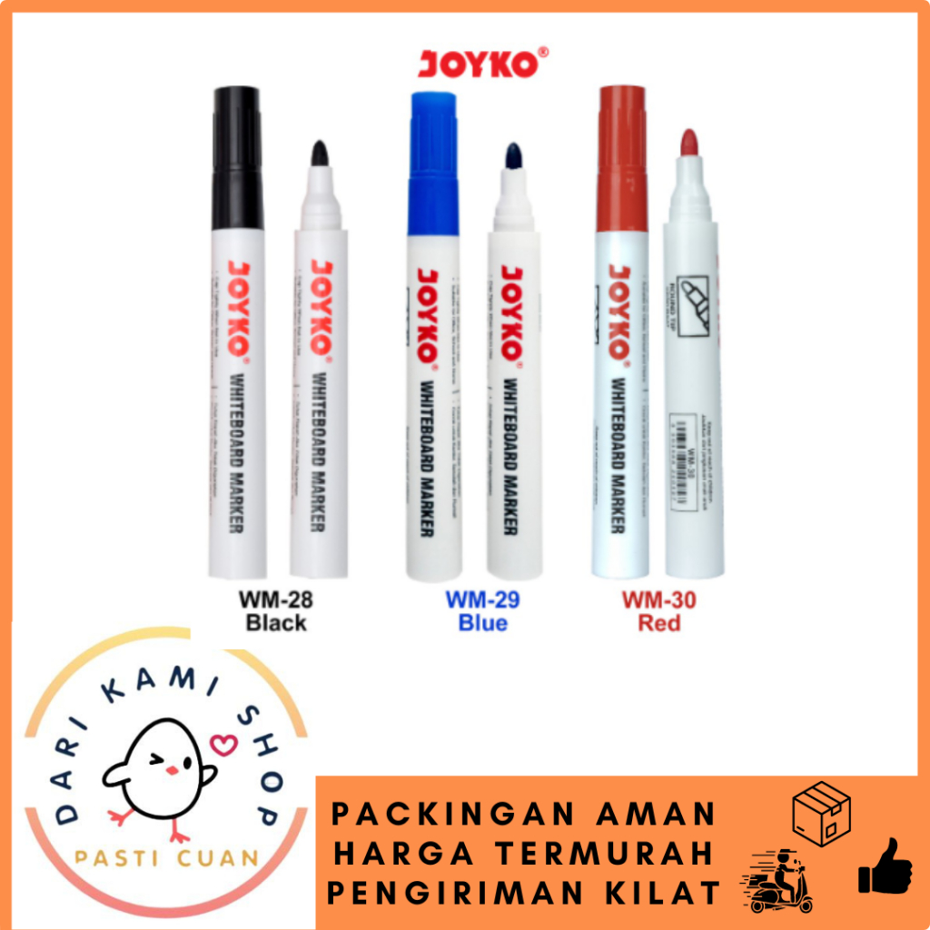 

JOYKO WHITEBOARD MARKER / SPIDOL PAPAN TULIS WM-28 WM-29 WM-30 HITAM BIRU MERAH/ 1 PCS