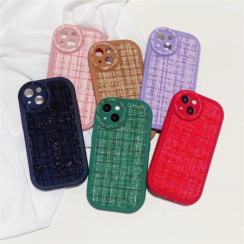 [TPC] Grid Leather Tweed Colour Case (1/2) Kompetibel For IPHONE 7 8 plus XS MAX 11 12 13 14 PLUS MINI PRO MAX - IP095