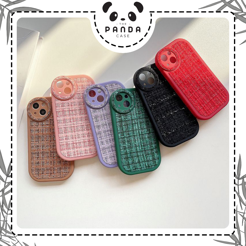 [TPC] Grid Leather Tweed Colour Case (1/2) Kompetibel For IPHONE 7 8 plus XS MAX 11 12 13 14 PLUS MINI PRO MAX - IP095