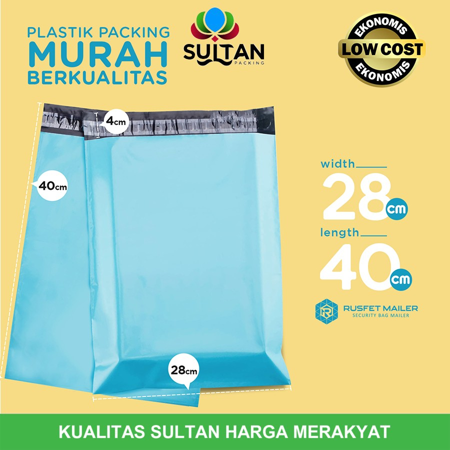 Plastik Polymailer Pack LOW COST BLUE Amplop Polimailer Rusfet 28x40cm