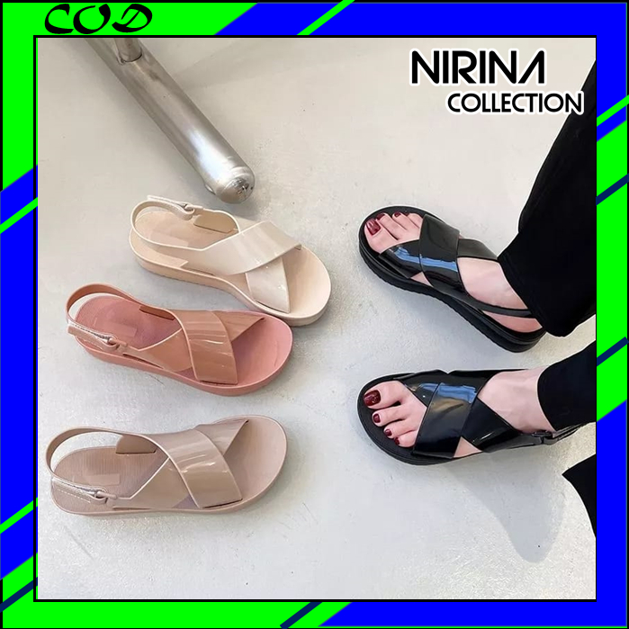 sandal wedges cross glossy/sandal tali wanita import/sandal wanita model silang terbaru berkualitas