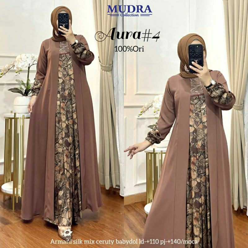 new series**AURA#4 gamis maxy premium dress**bahan armany silk mix ceruty babaydoll*by Mudra collect