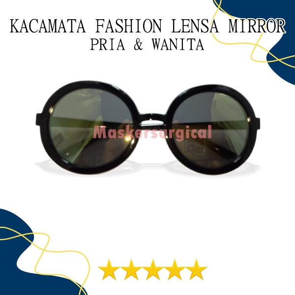 Round Sunglasses In Steampunk Kacamata Bulat Boboho Frame Besar Warna Hitam Lensa Yellow Mirror Tren