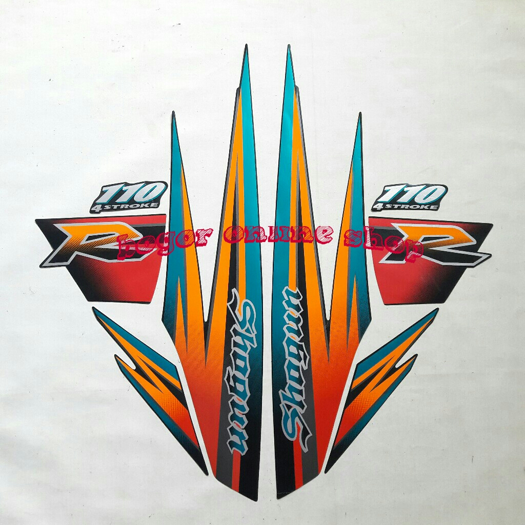 sticker striping body motor suzuki shogun 110r 1997 hijau