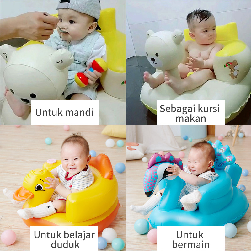 pola beruang Some Sofa Tiup Multifungsi Bahan Pvc Untuk Bayi Mandi Kursi Duduk Inflateable Babychair Belajar Duduk dan makan Bayi Kursi Sofa Tiup