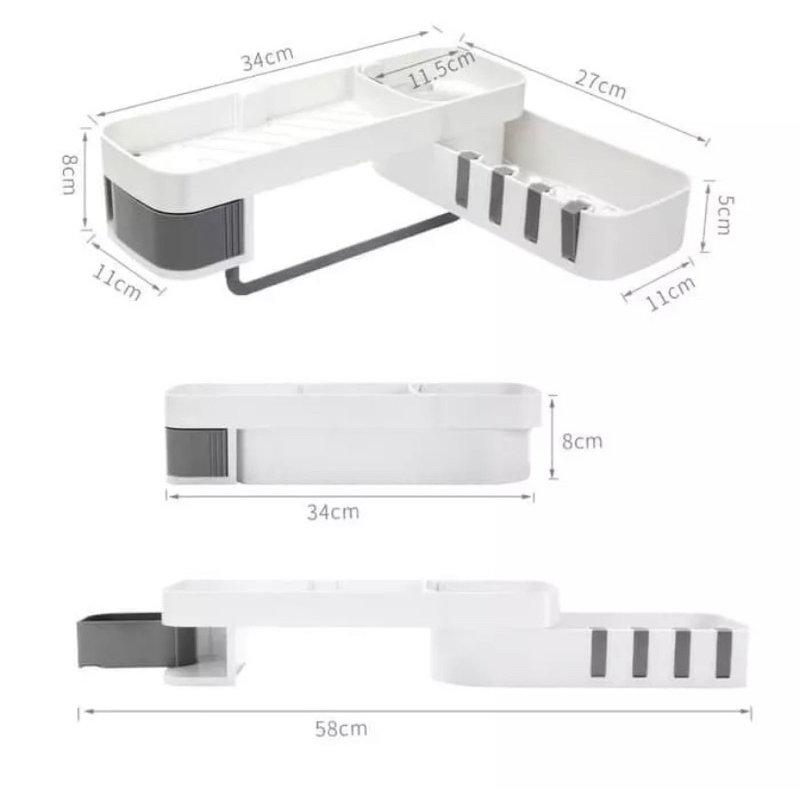 Rak Toilet Putar | Rak Serbaguna | Rak Sabun Sudut Kamar Mandi Tempel 180 Derajat