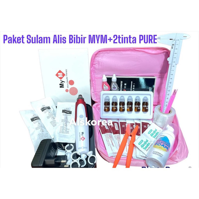 Paket Super Lengkap Sulam Alis &amp; Bibir Mesin Dermapen MYM+ PURE 2pcs (DISERTAI STEP SULAM ALIS) termurah se indonesia