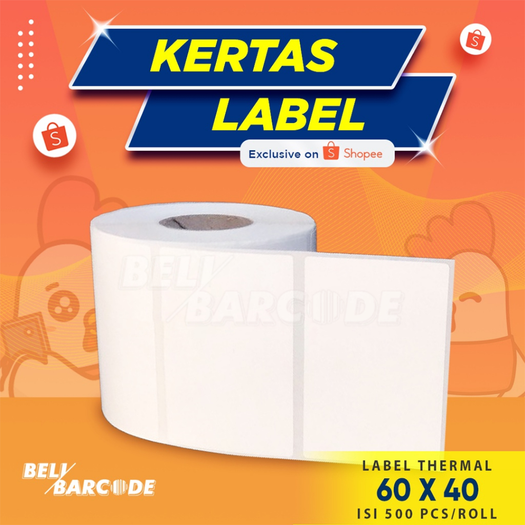 Stiker Label 60x40 1Line Isi 500Pcs 60 x 40 Thermal Timbangan Digital