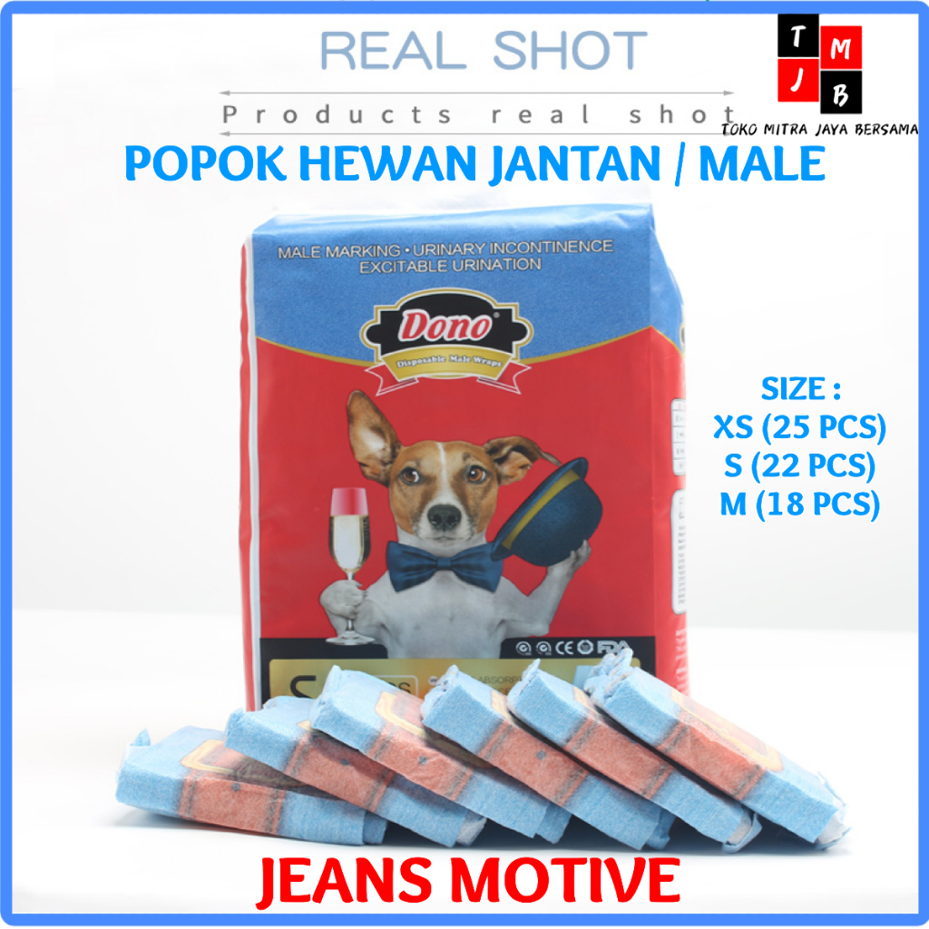 POPOK ANJING JANTAN XS S M DIAPERS MALE WRAPS MOTIF JEANS DONO HEWAN PELIHARAAN