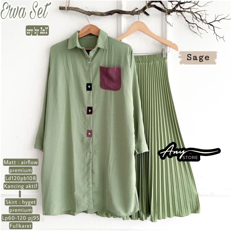 Tunik Erva Set Setelan/jumbo wanita/ setelan wanita jumbo/ setelan wanita casual/ busana muslim wani