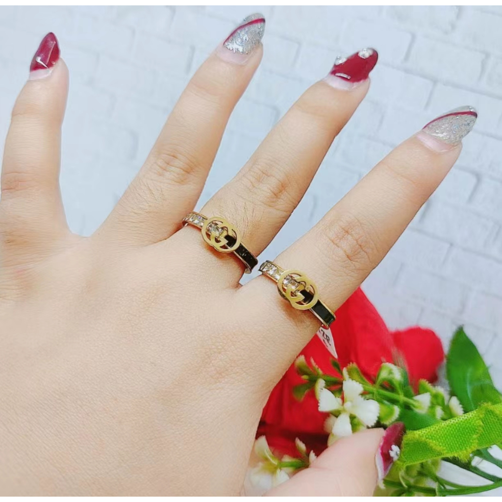 Cincin Titanium Permata Anti Karat Perhiasan Fashion R645 R646