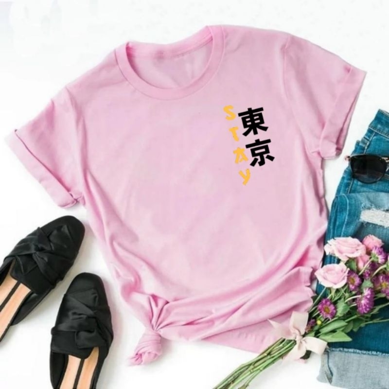 Kaos wanita atasan wanita distro lengan pendek kaos oblong cewek baju perempuan stay cina