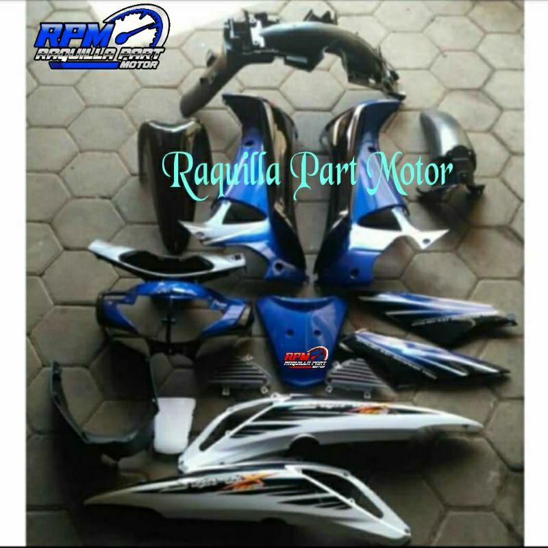 Fullset Cover Body Kasar Dan Halus Supra X 125 Lama Full Set Bodi Halus Kasar Supra X 125D Biru Puti