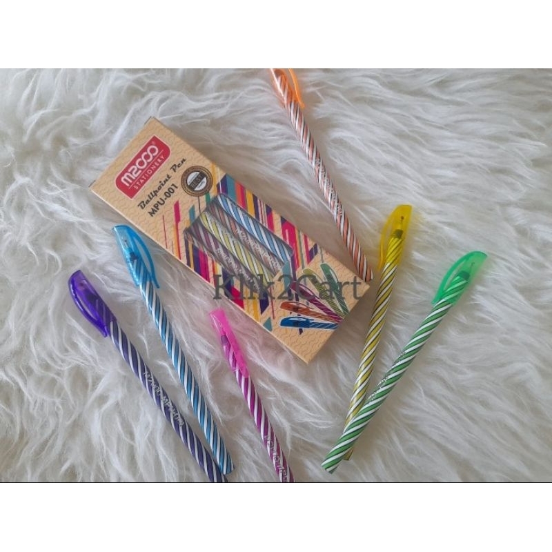 

Pulpen M2000 ulir warna warni tinta hitam 1pack isi 12pcs / bolpen lilin