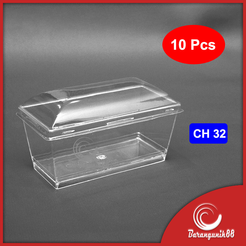 [10 Pcs] Jelly Cup Gelas Puding Agar-agar Persegi CH 32 + Lid 140 ml Long Square Food Grade