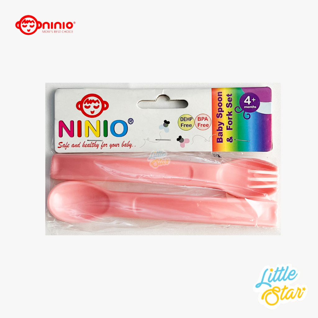 2in1 Set Sendok Garpu Baby Ninio Baby Feeding Spoon Fork Training Baby