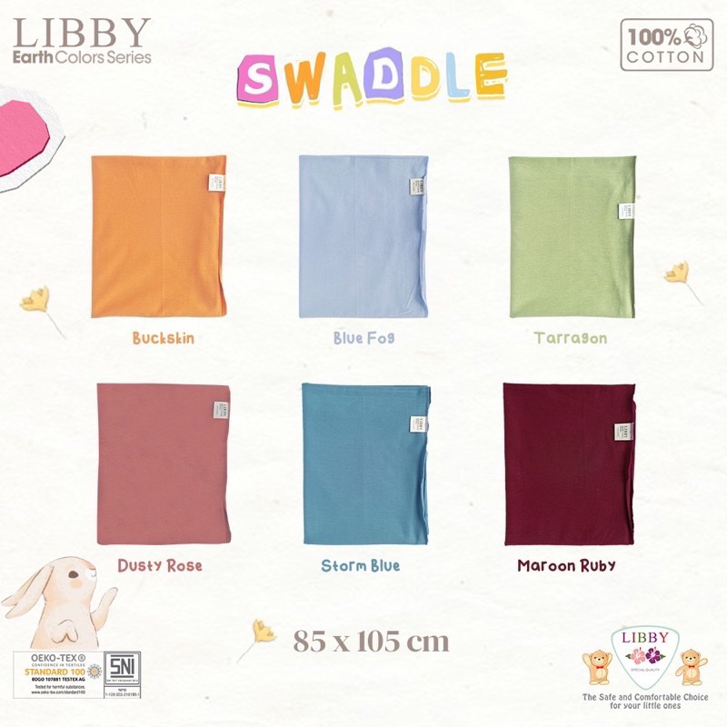 Libby Swaddle Earth Colour Polos Libby Bedong Bayi Polos