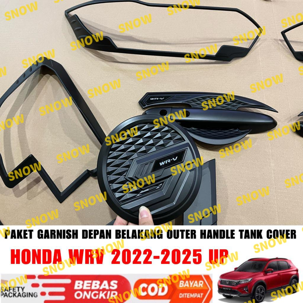 Paket Garnish Lampu Depan Belakang Outer Handle Tank Cover Honda WRV WR-V 2022 2023 2024 2025 up Hitam Doff