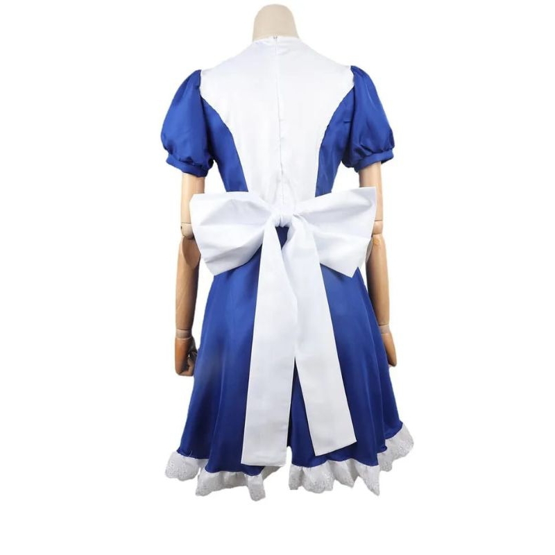 COSTUM COSPLAY PERMAINAN ALICE MADNESS RETURNS GAUN CELEMEK PELAYAN HOLLOWEN UNTUK WANITA GAUN KARNAVAL GADIA ANIME