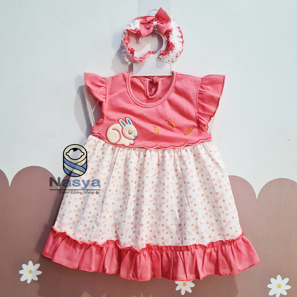 [P-009] Dress Bayi (0-6 bulan) / Setelan Bayi Perempuan Motif Girl Renda