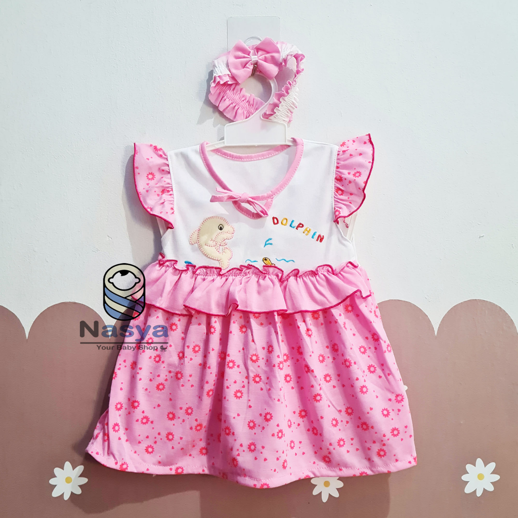 [P-009] Dress Bayi (0-6 bulan) / Setelan Bayi Perempuan Motif Girl Renda