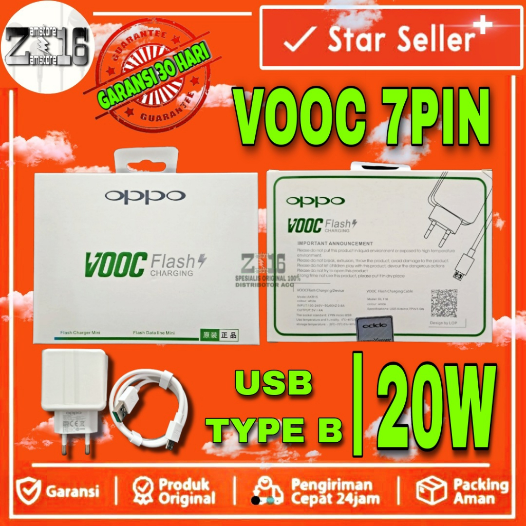 Charger Oppo 20 WATT 4A ORIGINAL 100% VOOC Flash Charge Micro USB