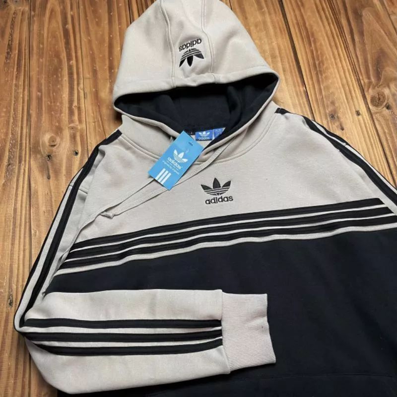 JAKET SWEATER HOODIE ADIDAS PRIA WANITA PULL TAG WASH + LEBEL - HOODIE ADIDAS THREEFOIL