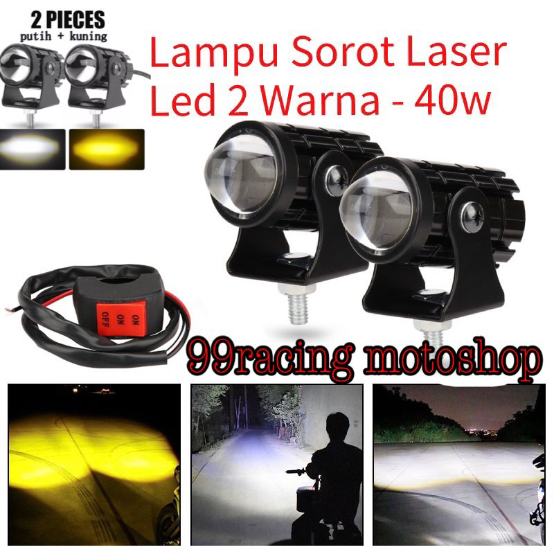 LAMPU DRIVING 2 warna 2pcs laser foglamp d2 superbright high low mini driving lampu tembak laser BONUS SAKLAR Lampu Sorot Motor