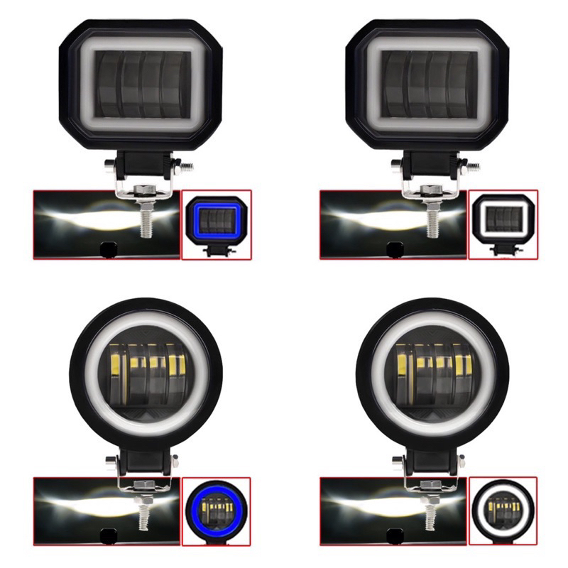 (1Pcs) Lampu Tembak Daymaker Mini 4Lensa Kotak Bulat K40 K41 Lampu Daymaker Foglamp Waterproft Best Quality