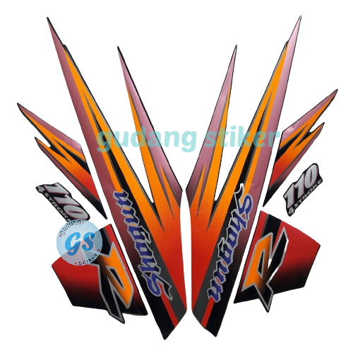 Stiker Striping Body Motor Suzuki SHOGUN 110r 1997 Orange