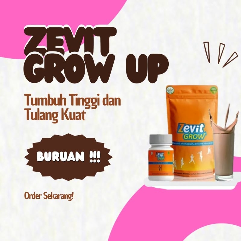 ZEVIT GROW UP Obat peninggi badan Suplemen peninggi badan penambah tinggi Badan anak remaja dewasa p