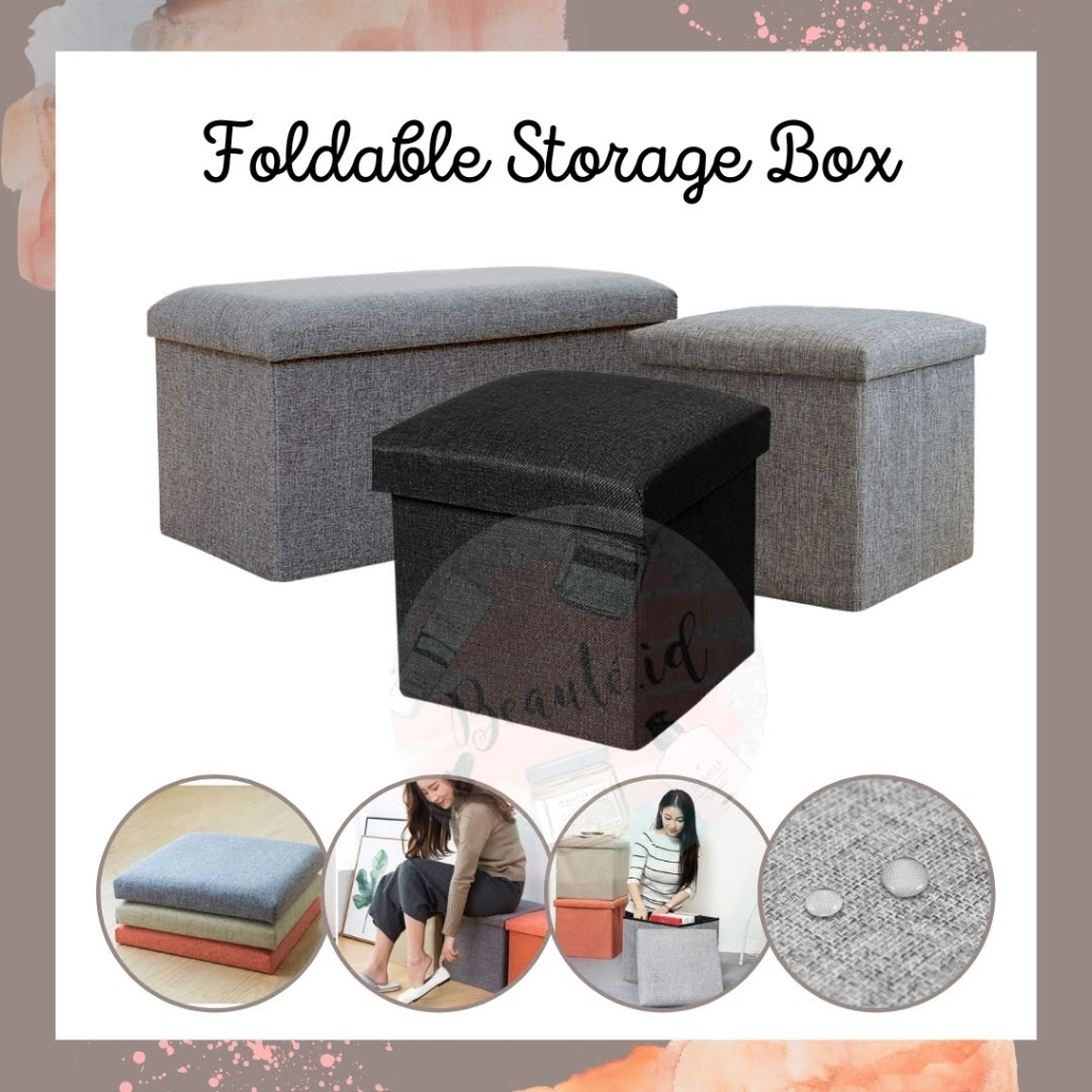 Storage Box Kotak Penyimpanan Barang Mainan Anak Buku Selimut Baju Serbaguna Dapat Diduduki Kapasitas Besar Model Sofa Foldable Storage Container Organizer Rumah Kamar