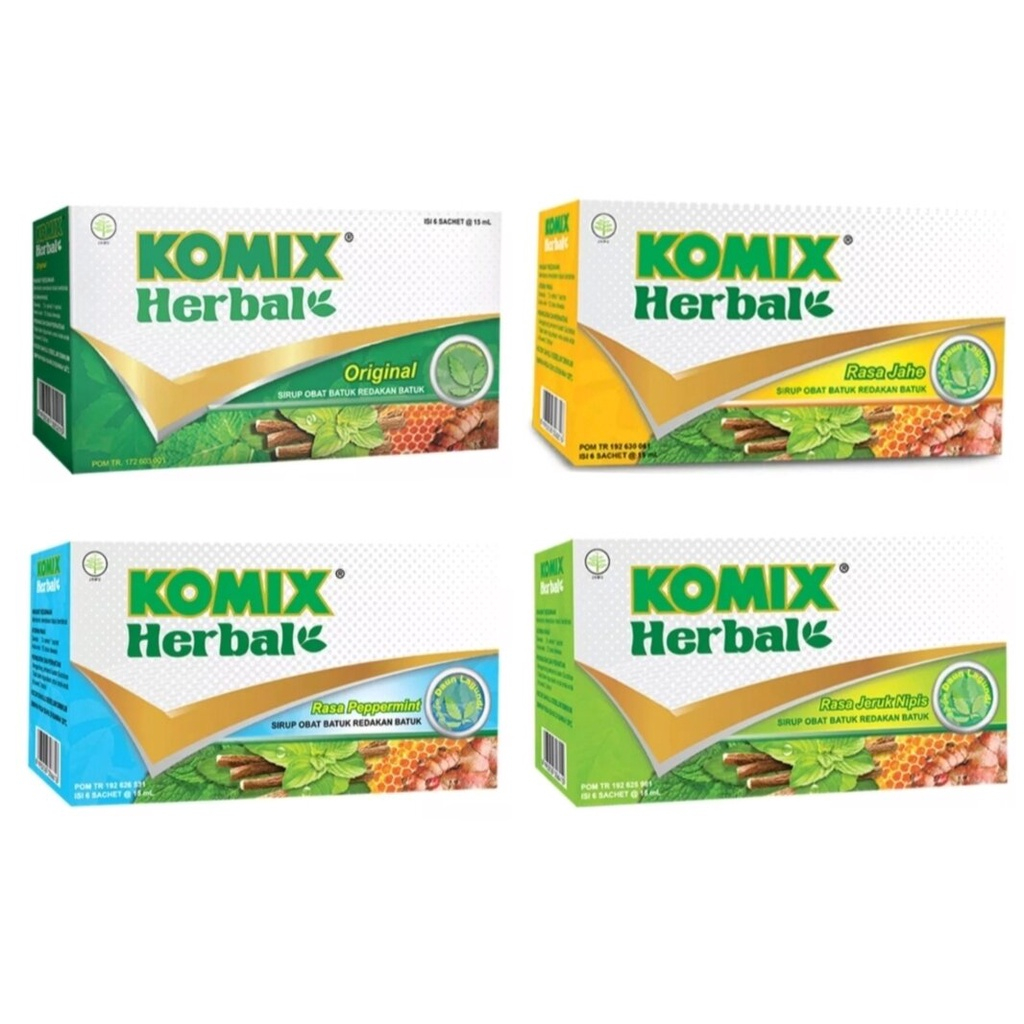 Komix Herbal 1 Kotak isi 6 Sachet Obat Batuk berdahak batuk kering