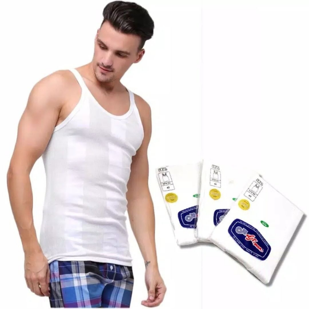 3 Pcs - Singlet GT Man Pria Dewasa RPG302B | Kaos Dalam GTman RPG 302 B Laki Laki Pakaian Underwear Satuan Grosir Open