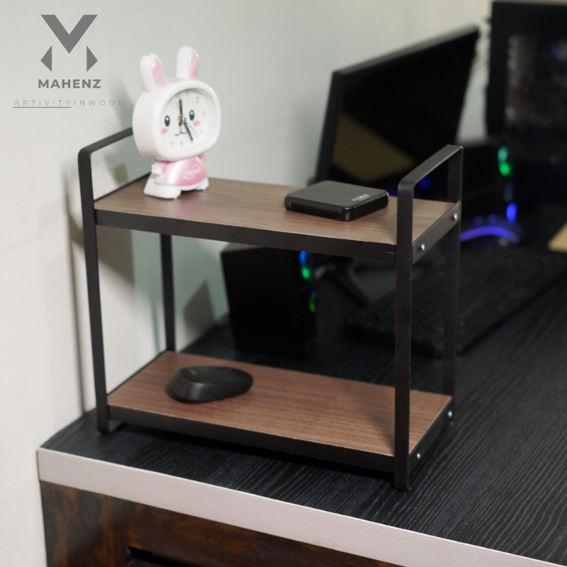 Rak Serbaguna Besi Kayu Susun Rak Kosmetik Buku Make Up Rak Multifungsi Minimalis Dekorasi Rumah