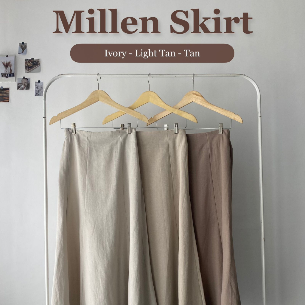 Millen Flare Skirt I Rok Kekinian Rok Lebar Berbahan Linen [YEPPUOUTFIT]