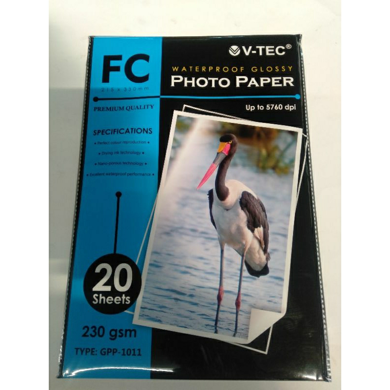 

V-TEC GLOSSY PHOTO PAPER TYPE GPP-1011 FC 230GSM