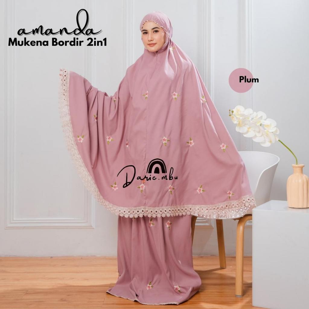 DARIE.MBU - Mukena Dewasa 2in1 Bordir Amanda Katun Premium Jumbo