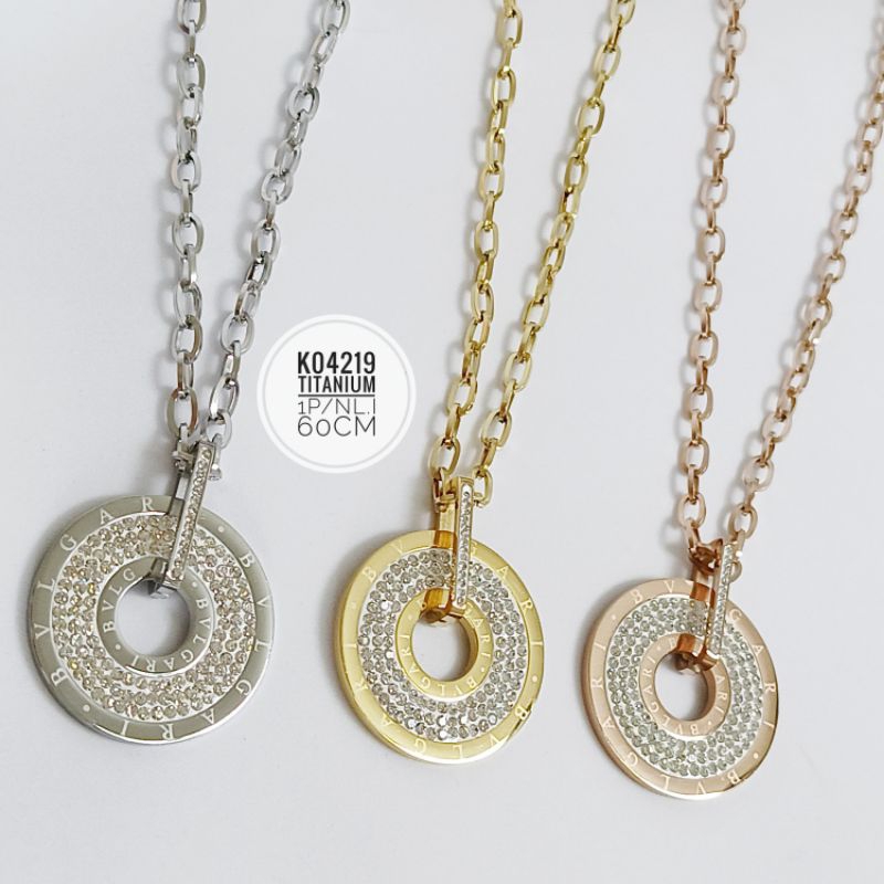 Kalung titanium rantai permata bvl 60 cm K04219