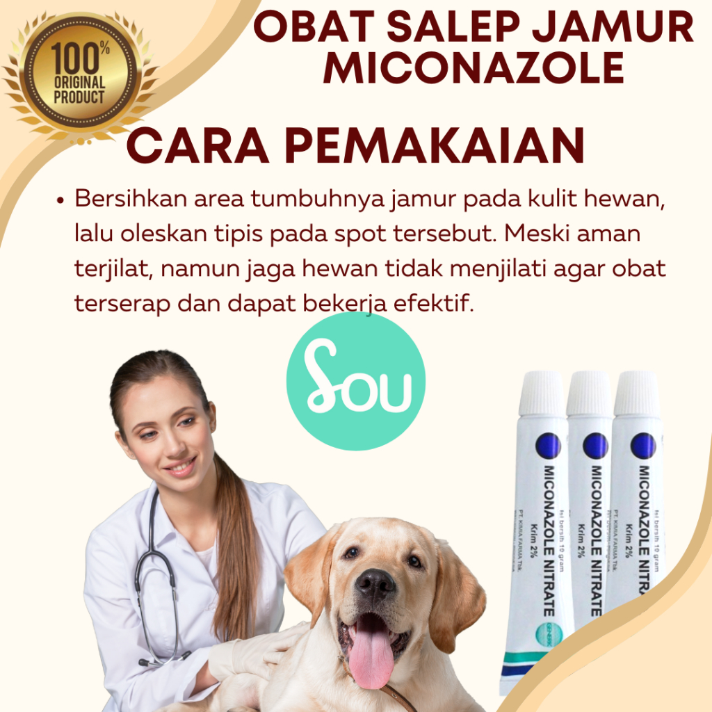 Obat Jamur Kucing Anjing Salep Oles Luka Infeksi Miconazole Nitrate 2%
