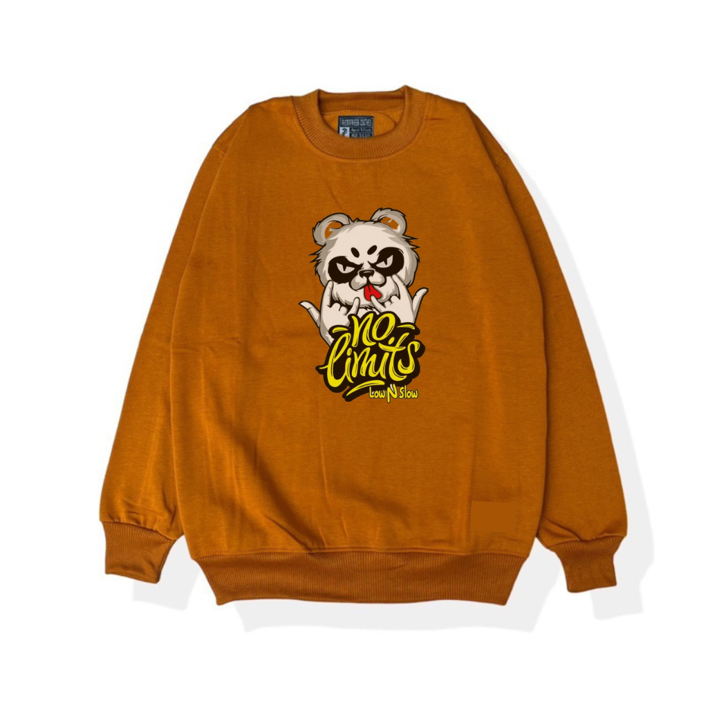 Sweater CREWNECK Panda Coklat Sablon Terbaru |keren sweather murah berkualitas.