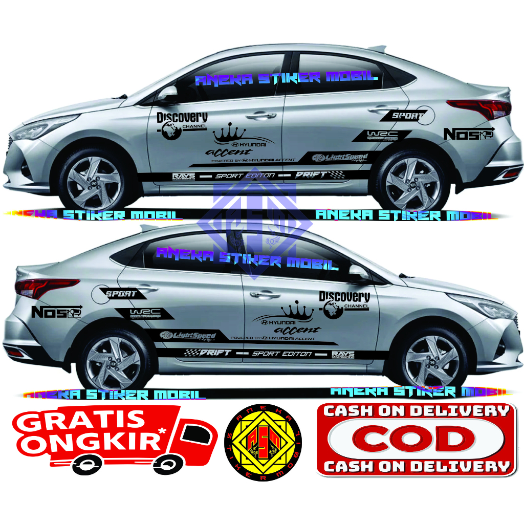 Stiker Mobil Sedan Hyundai Accent Model Racing Sport Terbaru