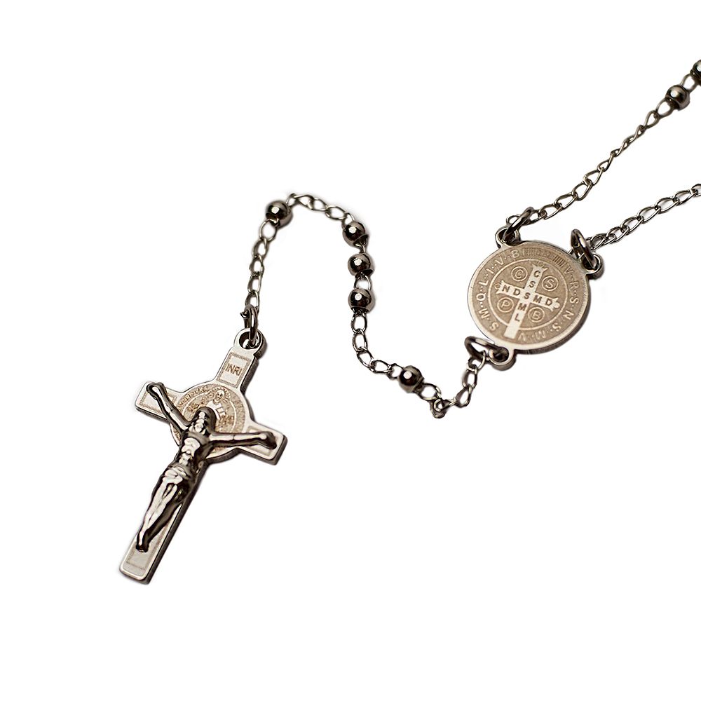 Rosario Titanium Kalung Rosario Titanium Kualitas Salib Katolik Harces Santo Benediktus