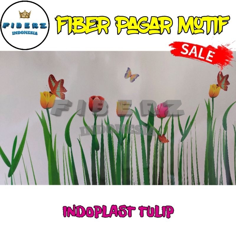 INDOPLAST - Fiber Plastik Penutup Pagar Motif Tulip Meteran