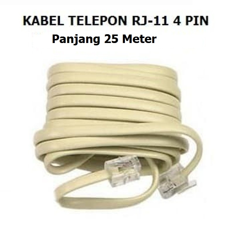 KABEL TELEPHONE RJ-11 6P4C pin 4 FLAT 25 meter