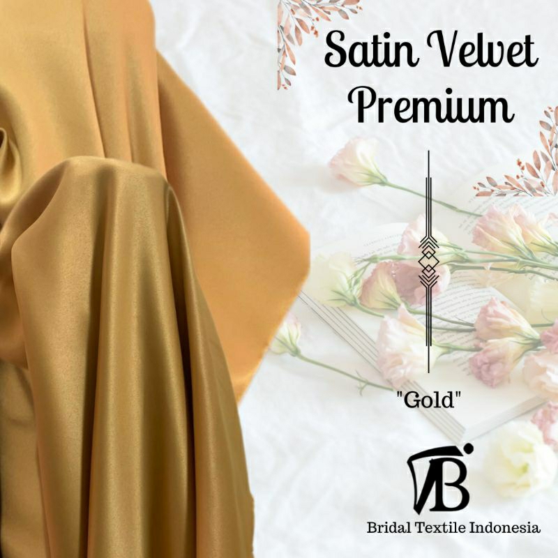 Bahan Kain Furing Satin Velvet Premium Puresilk Backdrop Foto Katalog Produk Warna Kuning Emas Gold